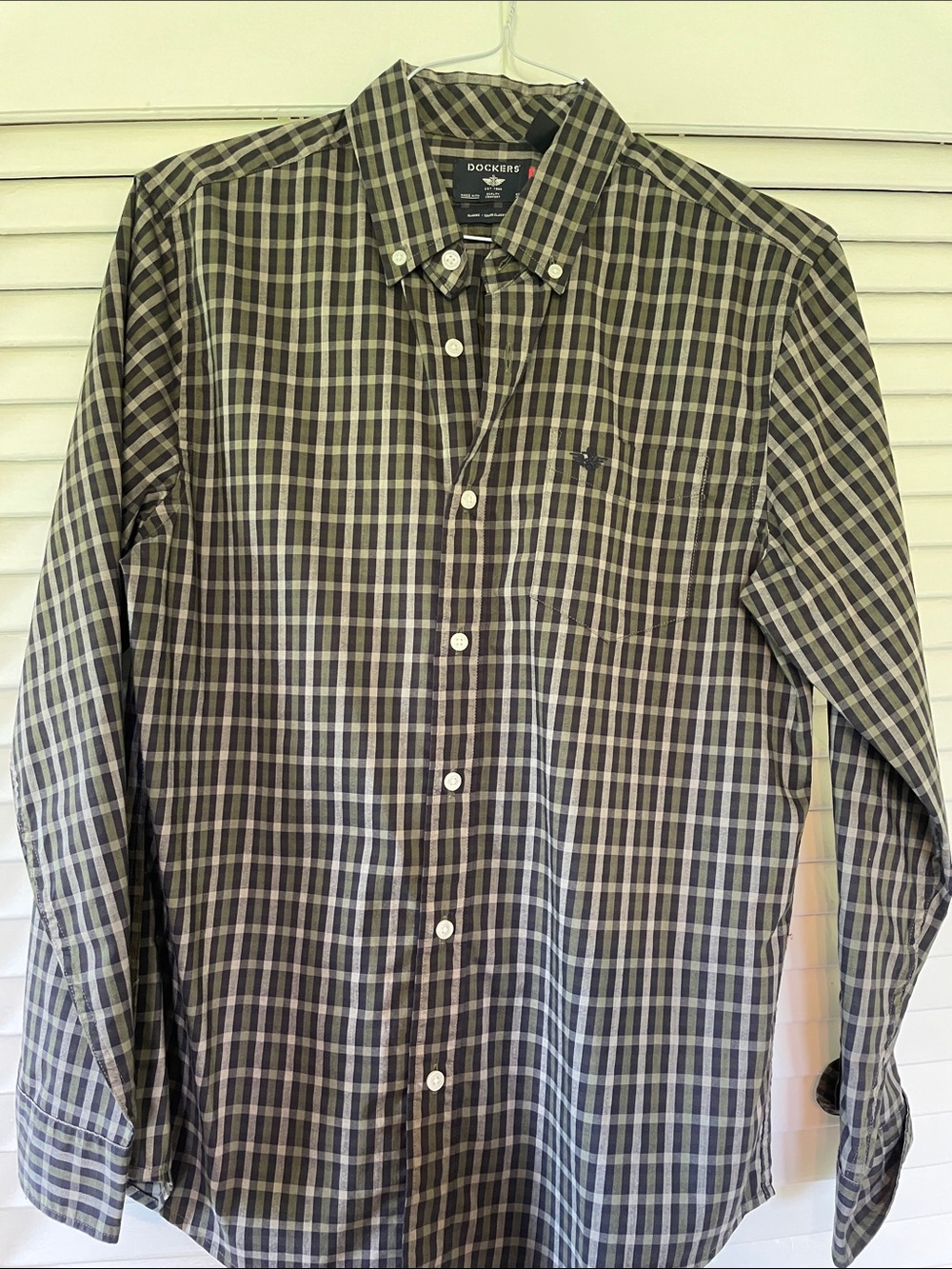 Dockers Brown and Green Plaid Button-Down Shirt